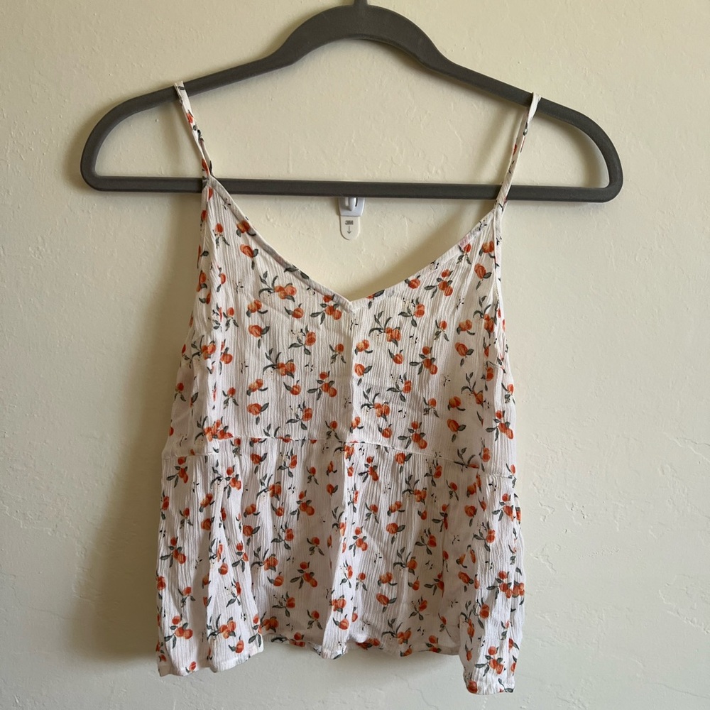Abercrombie & Fitch Peaches Cami Tank Top White Orange Size XS